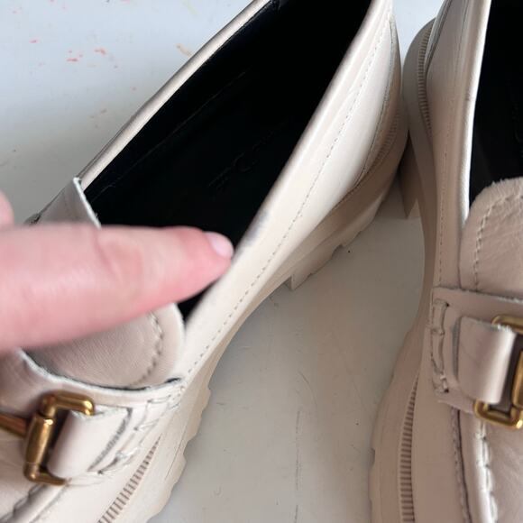 Massimo Dutti loafers shoes size 7.5 chunky lug sole horse bit cream academia - Picture 9 of 12